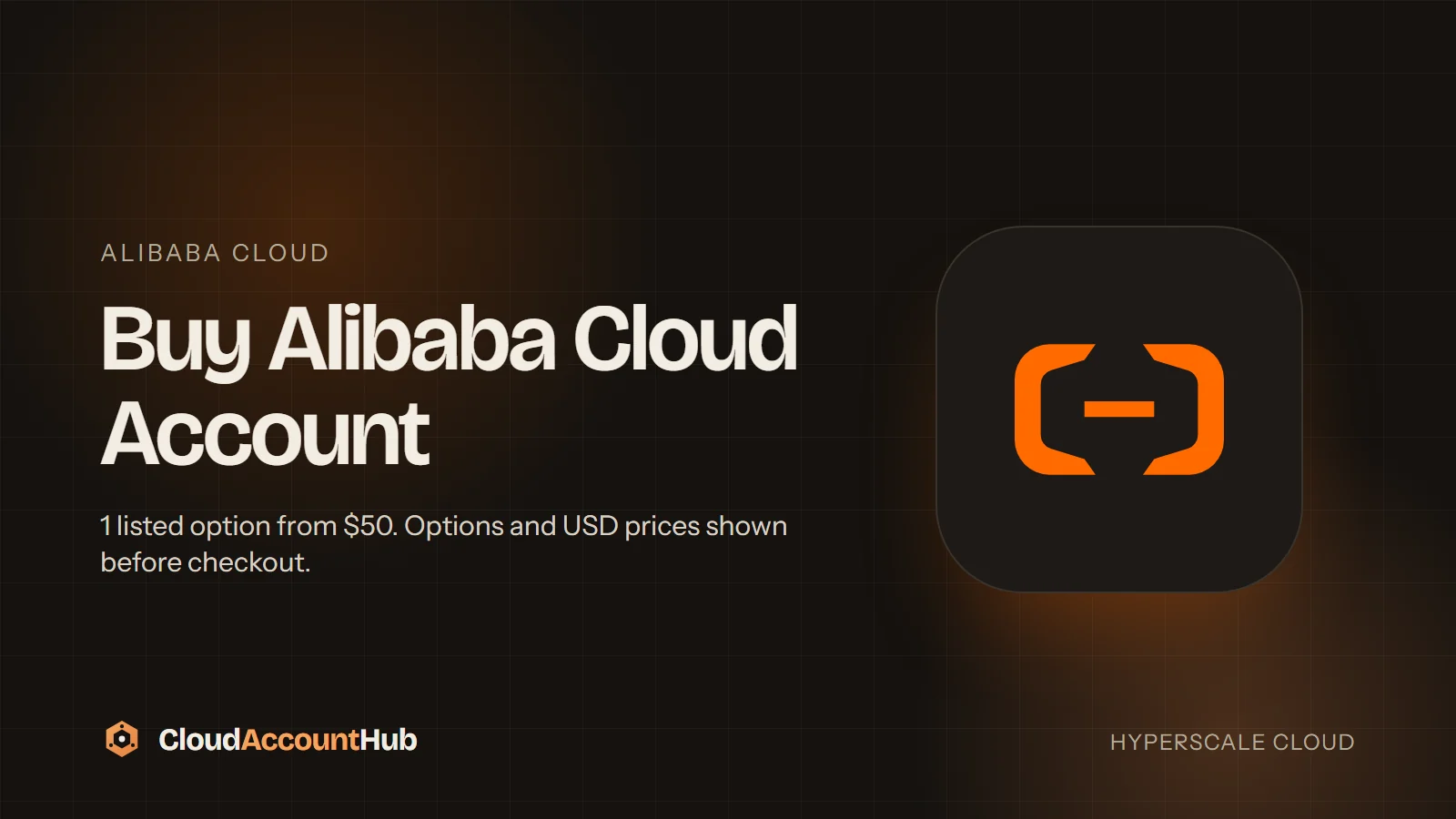 Buy Alibaba Cloud Account listing on CloudAccountHub showing the Alibaba Cloud Free Trial variant