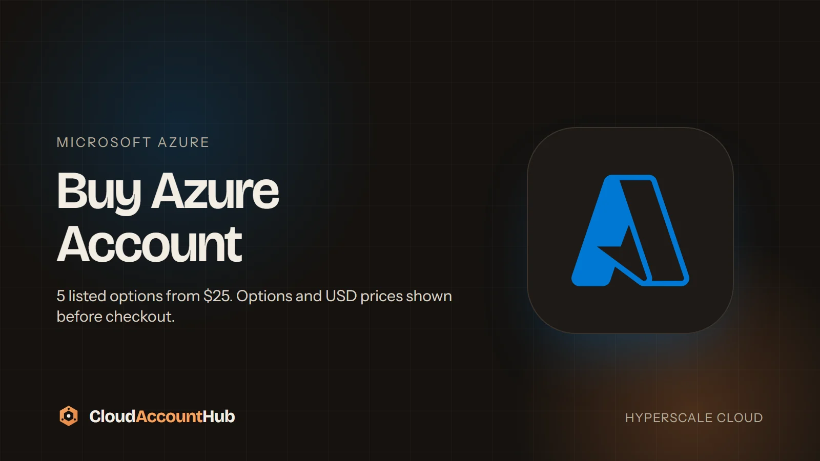 Buy Azure Account listing with Microsoft Azure mark, CloudAccountHub