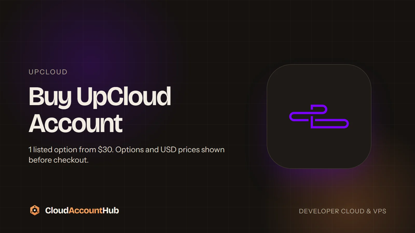 Buy UpCloud Account listing on CloudAccountHub showing the $500 Credit variant
